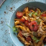 Penne with spicy cherry tomatoes